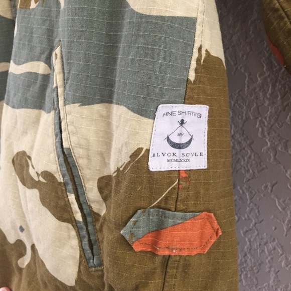 Blvck Scvle Green/orange Button Up Shirt SZ Large - Picture 4 of 10